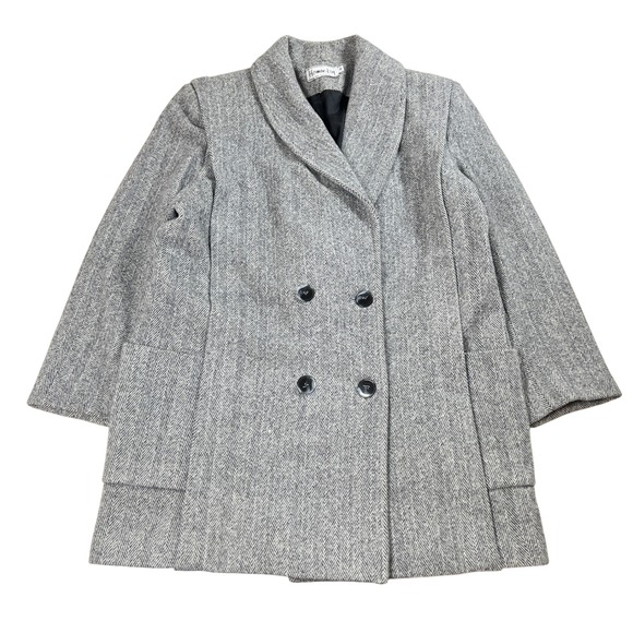 Hermon Kay Blazer Size 16 Herringbone Double Breasted Wool Blend Jacket - Picture 12 of 13